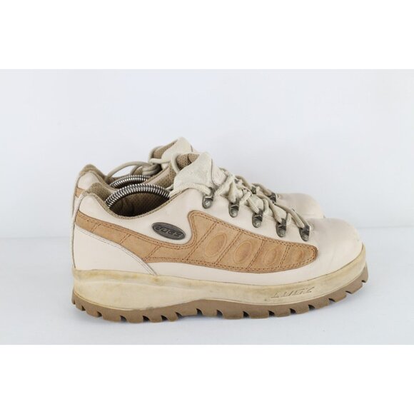 Vintage 90s Lugz Mens 10.5 Distressed Chunky Leather Low Top Boots Beige Wheat main image 10